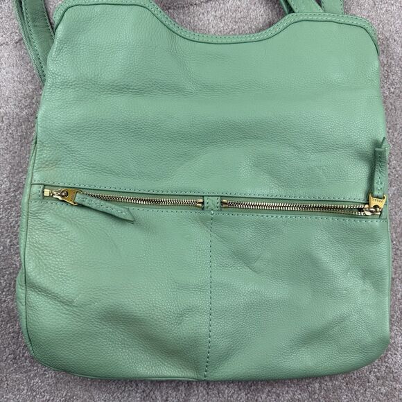 Fossil Erin Foldover Leather Tote Crossbody Bag Teal green - Picture 2 of 13